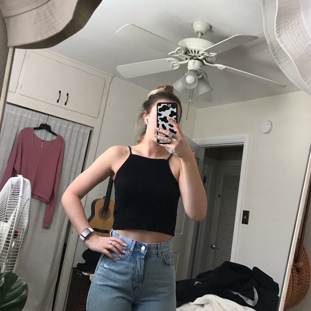 Knit black silence + noise crop top